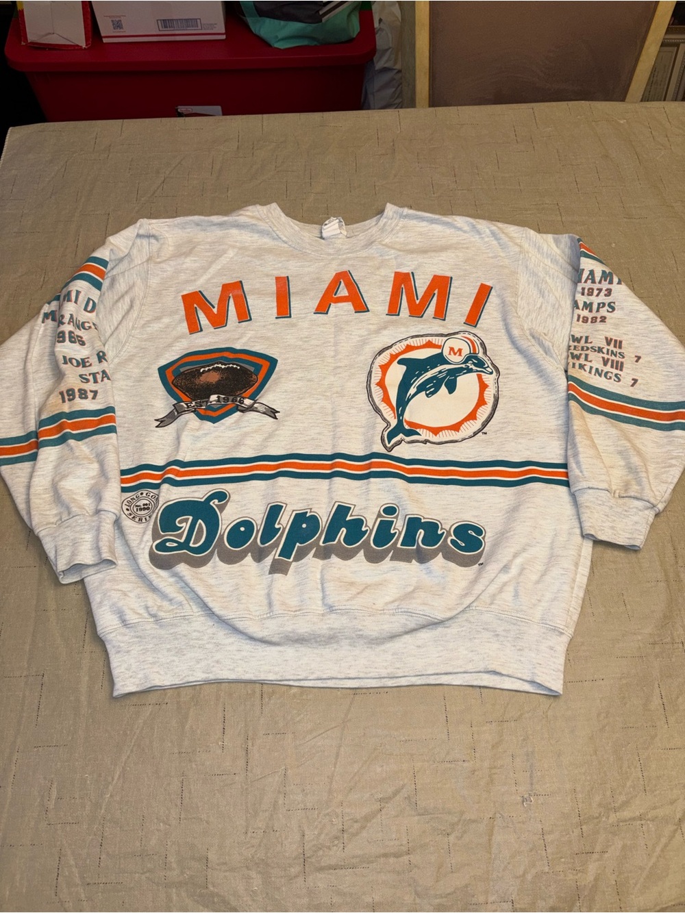 RARE Vintage 1990 Miami Dolphins Long Gone XL Sweatshirt Collectible NFL USA